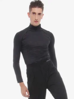 Costume de Danse Latine Noir Hommes Lait Soie Costume De Danse Top Déguisements Halloween
