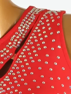 Costume de danse latine noir pour femmes robe en Lycra et Spandex dos nu Sexy franges et strass Costume de danseuse latine