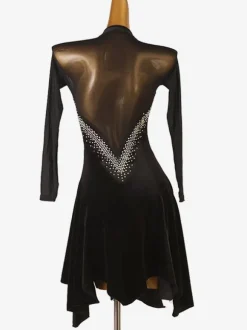 Costume De Danse Latine Noir Pour Femmes Robe Fendue Costume De Danse Latine