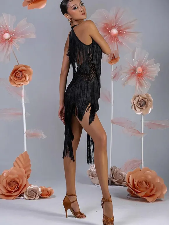 Costume de danse latine pour femmes ensemble à franges robe élégante costume de danse