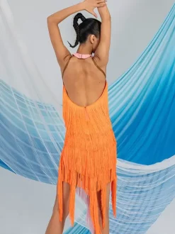 Costume de danse latine rose robe en Polyester pour femmes Costume de danse latine Sexy