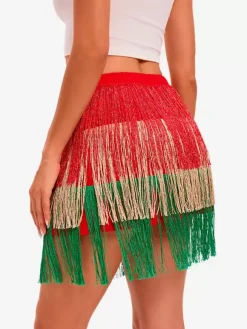 Costume De Danse Latine Rouge Femme Jupe Sexy À Franges Tenue De Danse