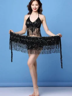 Costume de Danse Latine Sequin Fringe 2 Pièce Sexy Danseur Latin Dansant Vêtements Déguisements Halloween