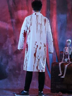 Costume de docteur zombie effrayant pour Halloween pour adultes tenue de chirurgien sanglant
