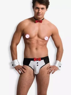 Costume de majordome sexy pour homme dos nu tenue de soirée.