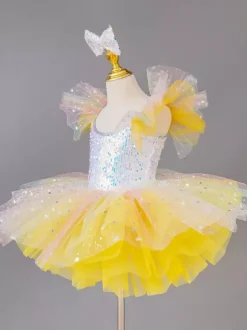 Costume de princesse ballerine pour filles robe à paillettes et fleurs