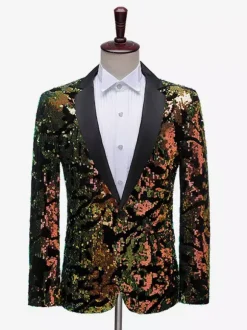 Costume de scène à paillettes pour hommes manches longues Costumes rétro
