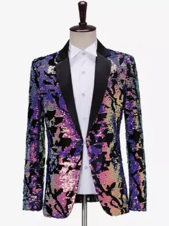 Costume de scène à paillettes pour hommes manches longues Costumes rétro