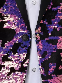 Costume de scène à paillettes pour hommes manches longues Costumes rétro