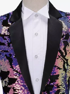 Costume de scène à paillettes pour hommes manches longues Costumes rétro