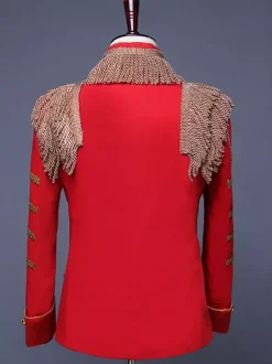 Costume de scène à paillettes pour hommes Costume de scène du palais blanc manches longues Costumes rétro pour hommes Bourgogne