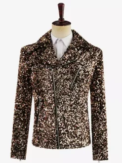 Costume de scène à paillettes pour hommes haut à manches longues Costumes rétro