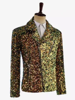 Costume de scène à paillettes pour hommes haut à manches longues Costumes rétro