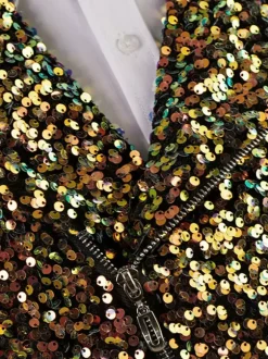 Costume de scène à paillettes pour hommes haut à manches longues Costumes rétro