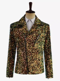 Costume de scène à paillettes pour hommes haut à manches longues Costumes rétro