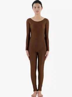 Costume de zentai marron foncé Combinaison en lycra spandex face ouverte Déguisements Halloween