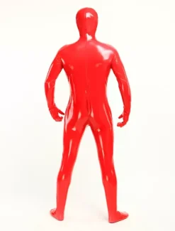 Costume de zentai rouge de combinaison de PVC yeux ouverts et bouche ouverte Déguisements Halloween