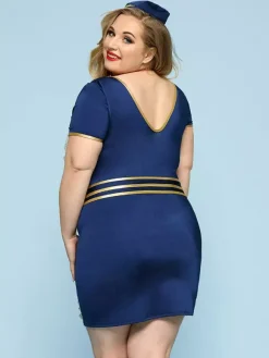Costume d'hôtesse de l'air grande taille pour femme tenue fabuleuse pour rave et Halloween
