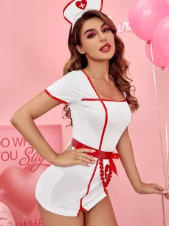 Costume D'infirmière Sexy Robe Blanche Femme Déguisement