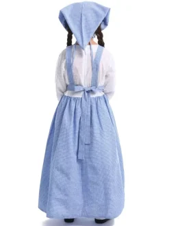 Costume Enfants Laitier Filles Cosplay Fille Bébé Bleu Polyester Chapeau Robe 3 Pièces Ensemble Halloween Fermier Cosplay Déguisement Halloween