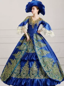 Costume vert rétro robe victorienne femmes baroque mascarade robes de bal royal Vintage  Robe Victorienne Déguisements Halloween Bourgogne