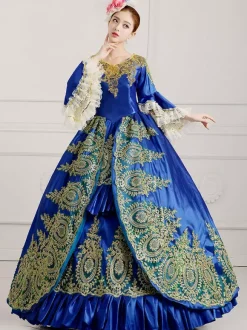 Costume vert rétro robe victorienne femmes baroque mascarade robes de bal royal Vintage  Robe Victorienne Déguisements Halloween Bourgogne