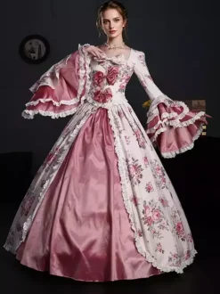 Costume vintage pour femme robe Marie-Antoinette en polyester style XVIIIe siècle.