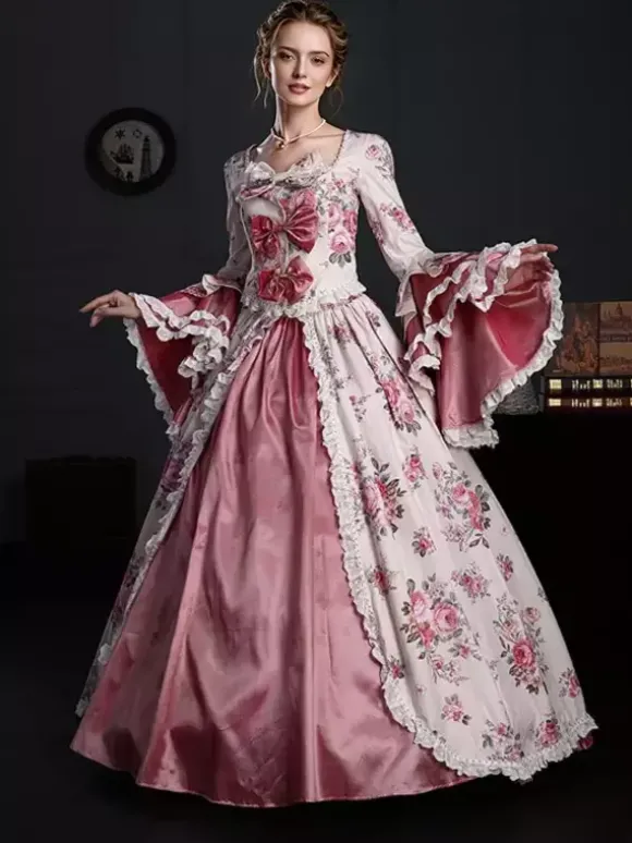 Costume vintage pour femme robe Marie-Antoinette en polyester style XVIIIe siècle.