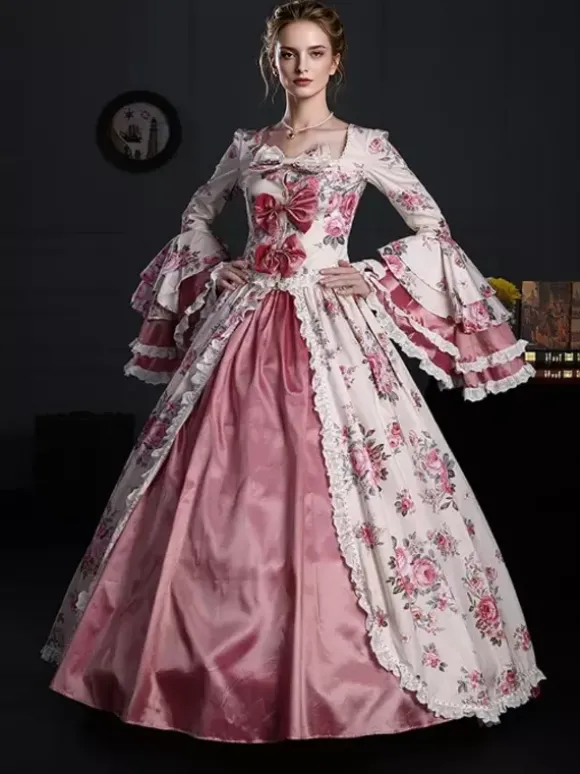 Costume vintage pour femme robe Marie-Antoinette en polyester style XVIIIe siècle.