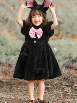 Costume Carnaval de Lapin Fille Cadeau Noël Enfants Robe Bébé avec Chapeau à Capuche Déguisement Halloween Baptême