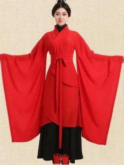 Costume Chinois Ancien Hanfu Traditionnel Femmes Rouges Costume Déguisements Halloween