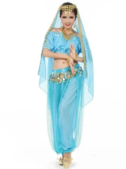 Costume Danse du ventre Charmant en mousseline de soie de danse Bollywood 2026 Robe pour femmes avec le voile Déguisements Halloween