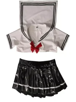 Costume de cosplay de marin deux pièces en PVC brillant style anime japonais JK Uniform.