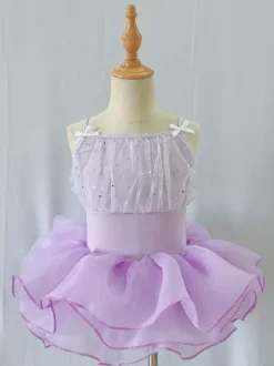 Costume de danse classique pour enfant robe de ballerine en polyester lavande costumes de danse