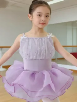 Costume de danse classique pour enfant robe de ballerine en polyester lavande costumes de danse