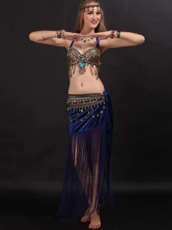 Costume de danse du ventre frange femmes vêtements de danse avec pièce de monnaie