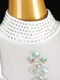 Costume de danse latine blanc pour femmes robe en Lycra et Spandex paillettes frange vêtements de danse latine