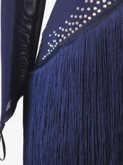 Costume de danse latine bleu femmes strass moulante Sexy robe en Polyester vêtements de danse