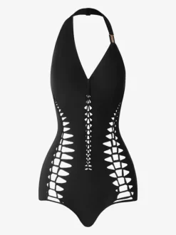 Costume de danse latine haut noir femme haut sexy en polyester Costume de danse
