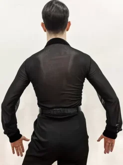 Costume De Danse Latine Homme Top Manches Longues Transparentes Sexy