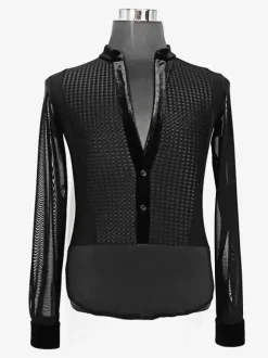 Costume De Danse Latine Homme Top Manches Longues Transparentes Sexy