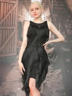 Costume De Danse Latine Robe Noire Femmes Danse Sexy Danseuse Latine