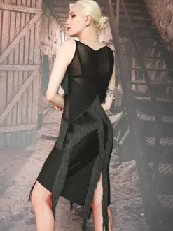 Costume De Danse Latine Robe Noire Femmes Danse Sexy Danseuse Latine