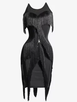 Costume De Danse Latine Robe Noire Femmes Danse Sexy Danseuse Latine