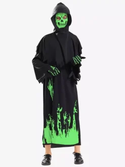 Costume de Faucheuse phosphorescent pour enfants combinaison fantôme phosphorescente tenue de scène