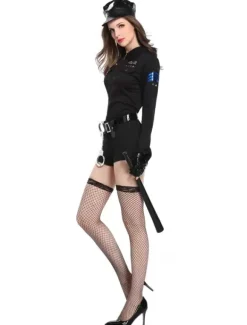 Costume de flic Déguisements Halloween femmes Sexy Combinaisons manches longues Outfit