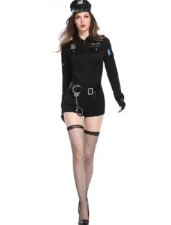 Costume de flic Déguisements Halloween femmes Sexy Combinaisons manches longues Outfit