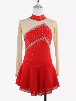 Costume de patinage artistique pour filles et femmes robes de compétition professionnelles de patinage artistique tenues de ballerine à col roulé