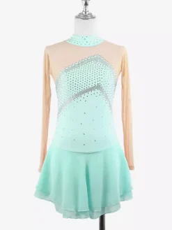 Costume de patinage artistique pour filles et femmes robes de compétition professionnelles de patinage artistique tenues de ballerine à col roulé