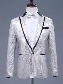Costume de performance rétro à manches longues en polyester pour hommes
